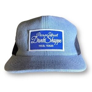 Pecan Street Drink Shoppe Trucker Hat Denim Mesh Snap Back USA Made